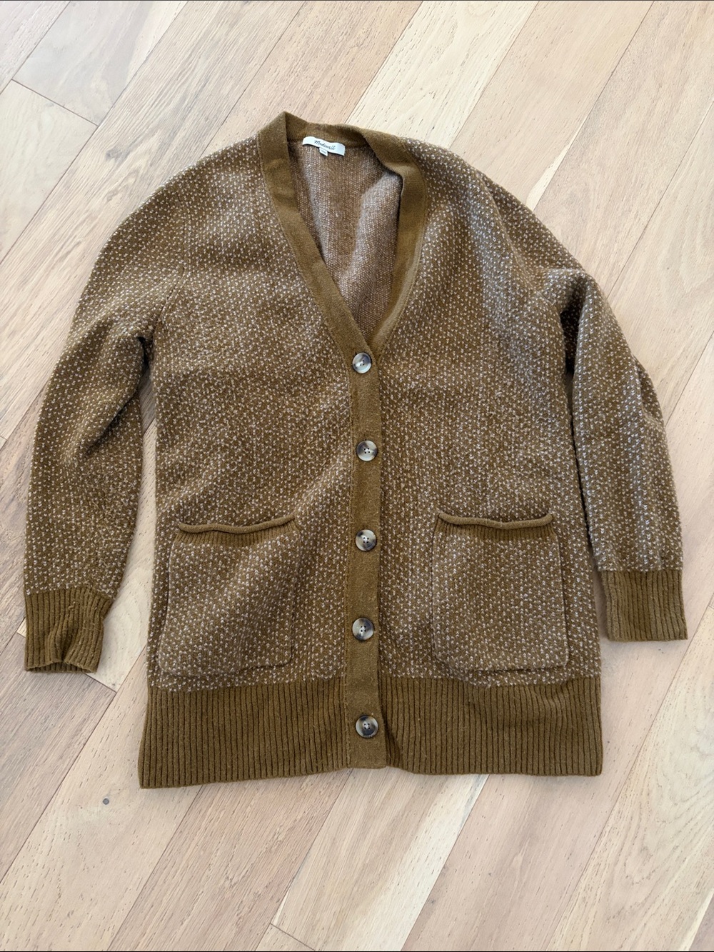 Madewell Brown Textured Button-Front Cardigan